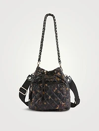 Crosby Drawstring Bucket Bag In Tortoise Print