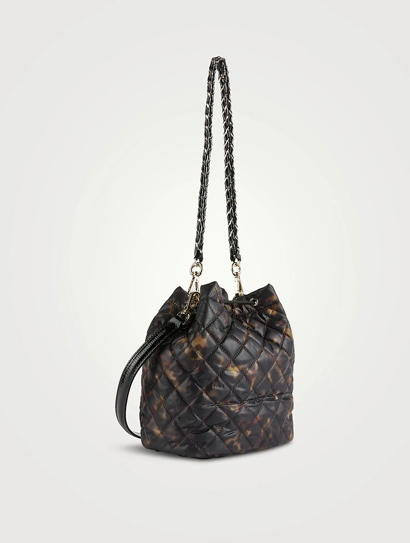 Crosby Drawstring Bucket Bag In Tortoise Print