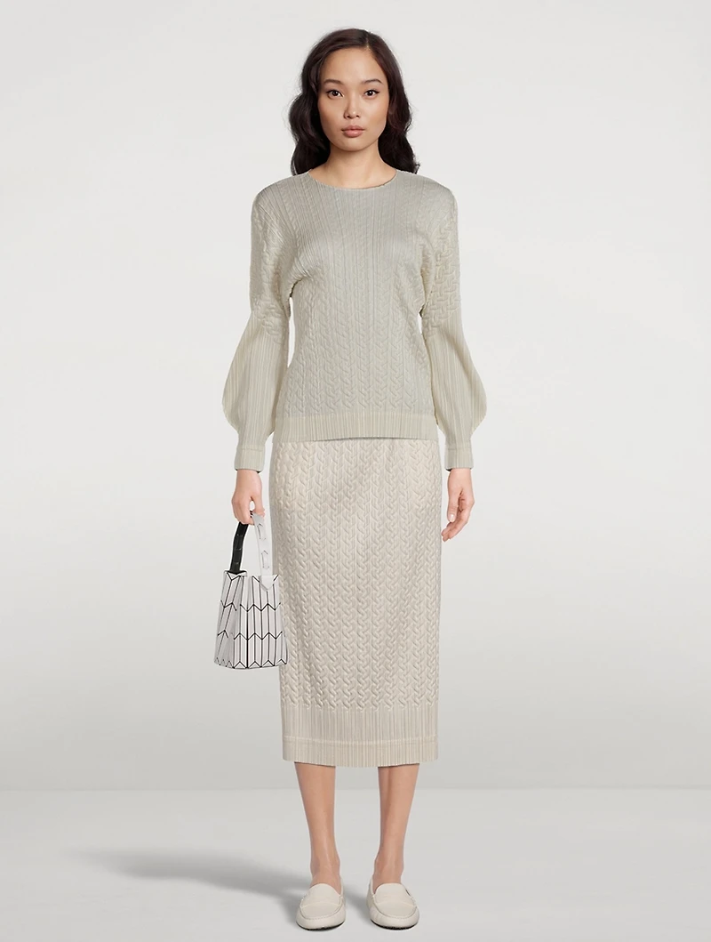 Cable-Stitch Midi Skirt