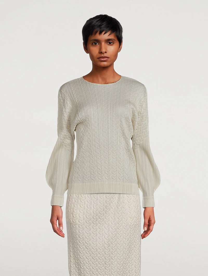 Cable-Stitch Long-Sleeve Shirt