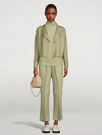Linen-Like Pleats Cardigan