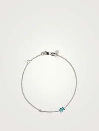 14K Gold Enamel Elephant Chain Bracelet With Diamond