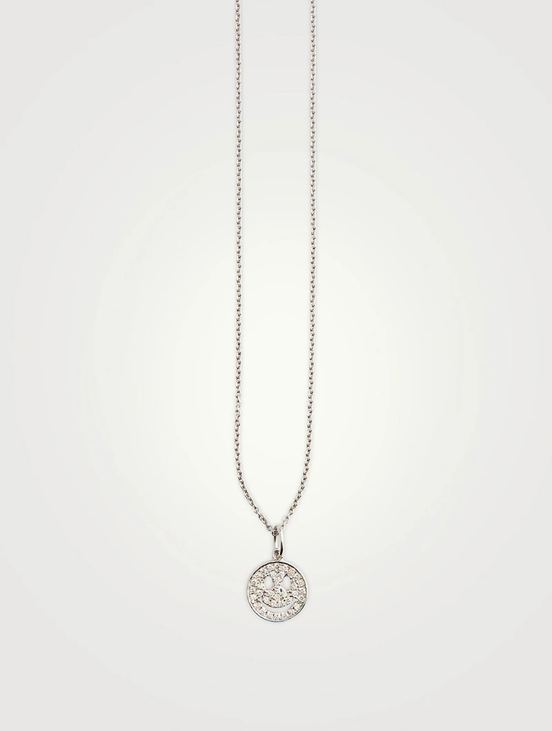 14K White Gold Happy Face Charm