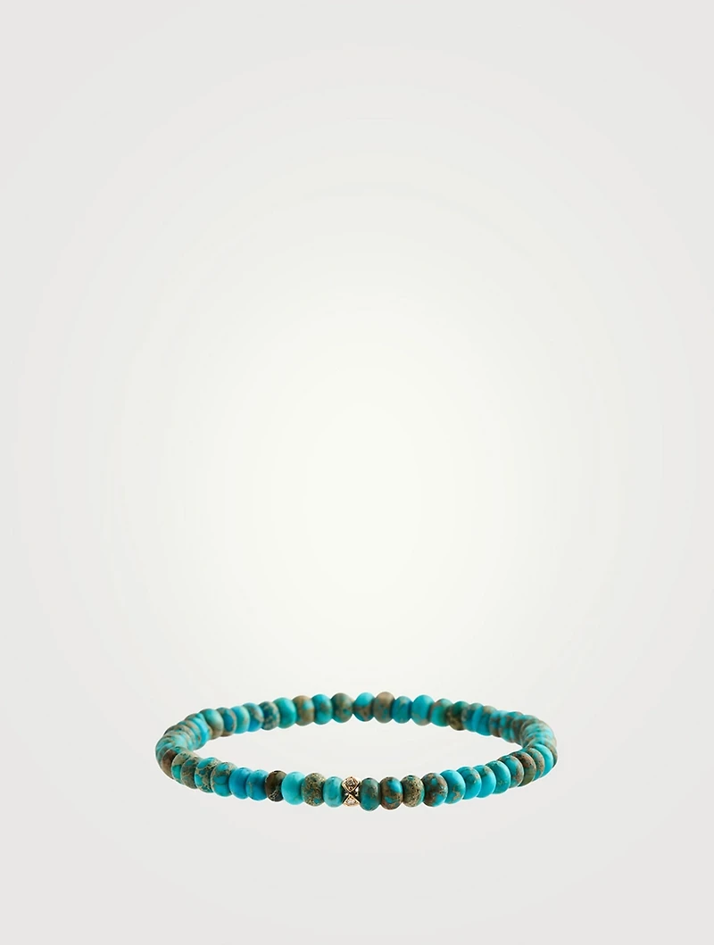 Beaded Bracelet With 14K Gold Diamond Rondelle