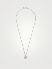 14K White Gold Evil Eye Pendant Necklace