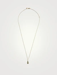 14K Gold Avocado Pendant Necklace With Emeralds