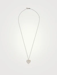 14K White Gold Heart Icon Pendant Necklace
