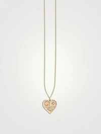 14K Gold Heart Icon Pendant Necklace With Diamonds