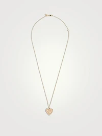 14K Gold Heart Icon Pendant Necklace With Diamonds