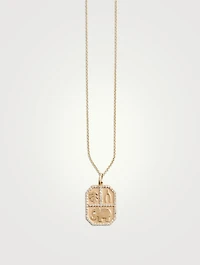14K Gold Rectangular Icon Pendant Necklace With Diamonds