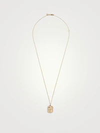14K Gold Rectangular Icon Pendant Necklace With Diamonds