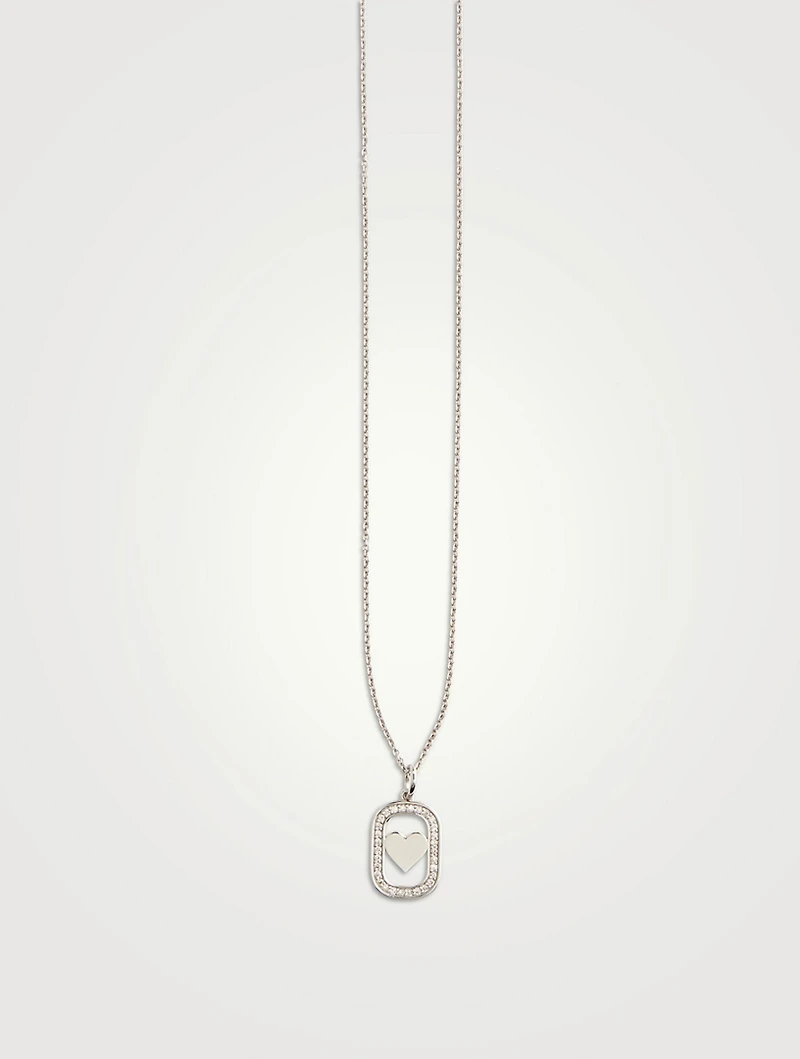 14K Gold Heart Open Icon Pendant Necklace With Diamonds