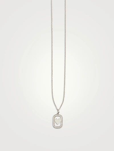14K Gold Heart Open Icon Pendant Necklace With Diamonds