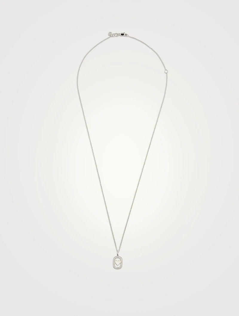 14K Gold Heart Open Icon Pendant Necklace With Diamonds