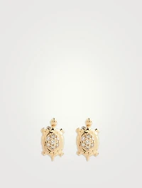 14K Gold Turtle Stud Earrings With Diamonds