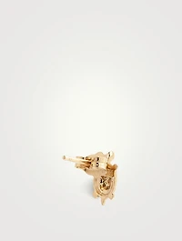 14K Gold Turtle Stud Earrings With Diamonds