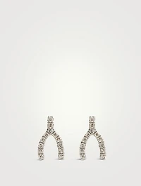 14K White Gold Wishbone Stud Earrings