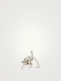 14K White Gold Wishbone Stud Earrings