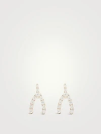14K Gold Wishbone Stud Earrings