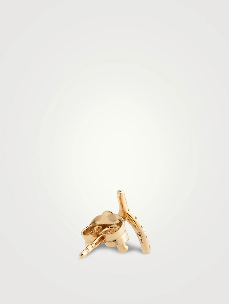 14K Gold Wishbone Stud Earrings