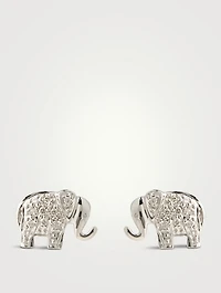 14K Gold Elephant Stud Earrings With Diamonds