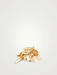 14K Gold Elephant Stud Earrings With Diamonds