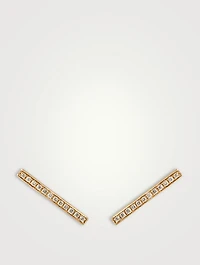 14K Gold Bar Stud Earrings With Diamonds