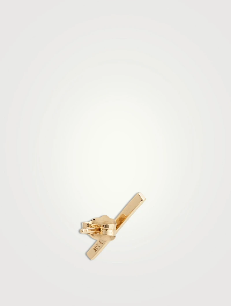 14K Gold Bar Stud Earrings With Diamonds