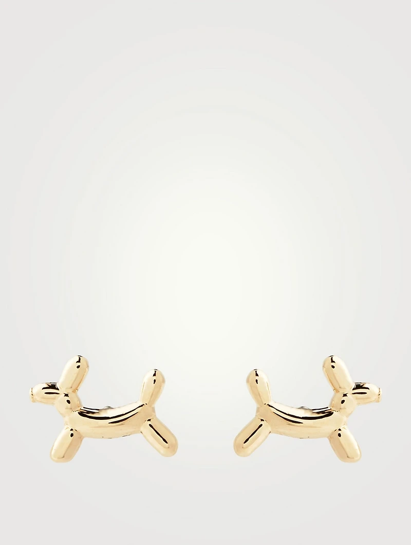 14K Gold Balloon Dog Stud Earrings