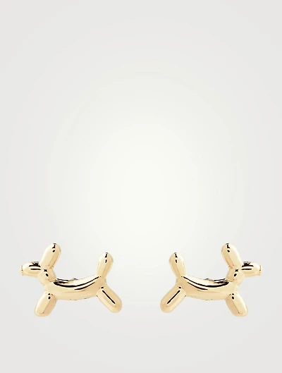 14K Gold Balloon Dog Stud Earrings