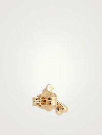14K Gold Dog Bone Stud Earrings With Diamonds