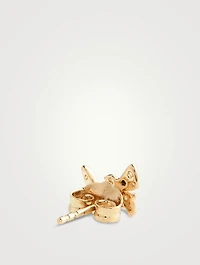 14K Gold Shark Stud Earrings With Diamonds