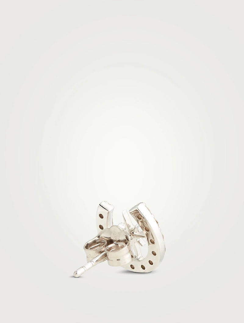 14K Gold Starburst Horseshoe Stud Earrings