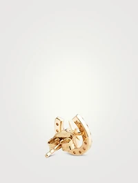 14K Gold Starburst Horseshoe Stud Earrings