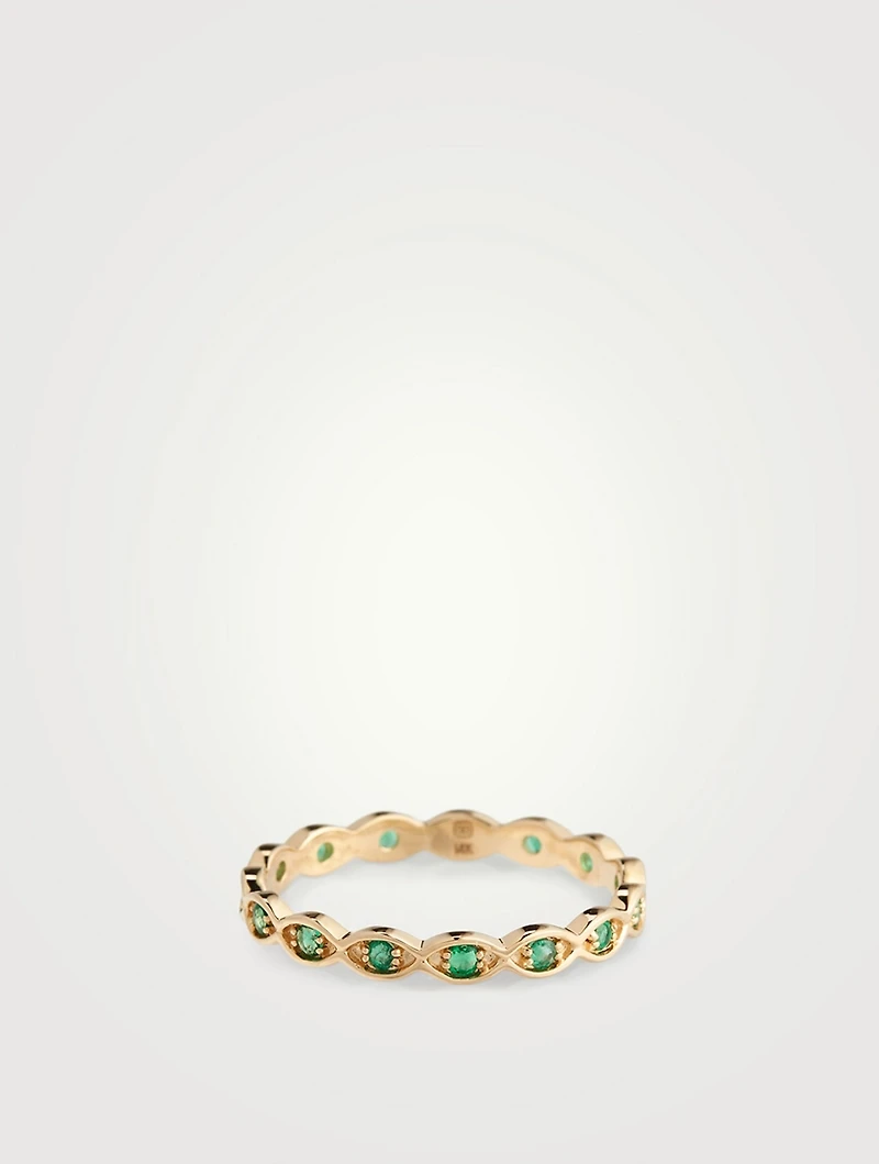 14K Gold Marquis Evil Eye Eternity Band