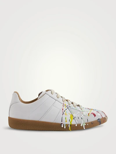 Replica Paint Drop Leather Sneakers
