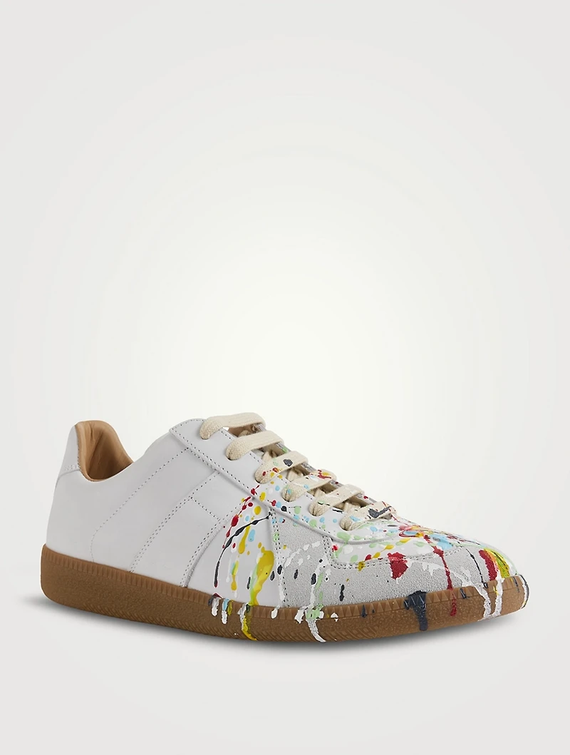 Replica Paint Drop Leather Sneakers