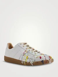 Replica Paint Drop Leather Sneakers