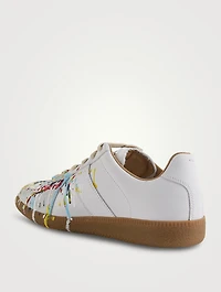 Replica Paint Drop Leather Sneakers