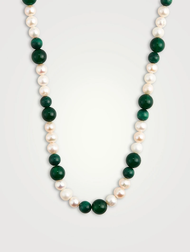 Aventurine And Malachite Pearl Necklace