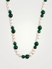 Aventurine And Malachite Pearl Necklace
