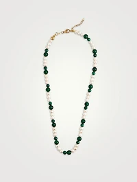 Aventurine And Malachite Pearl Necklace