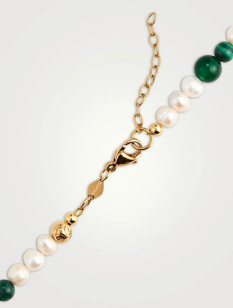 Aventurine And Malachite Pearl Necklace