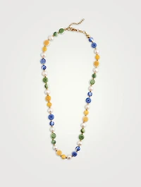 Hand-Painted Glass Bead Pearl Necklace