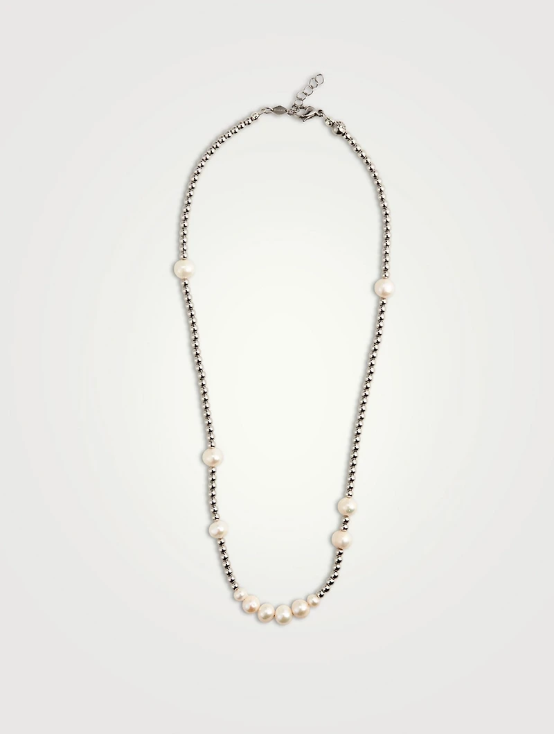 Silver Beaded Necklace With Pearls