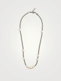 Silver Beaded Necklace With Pearls