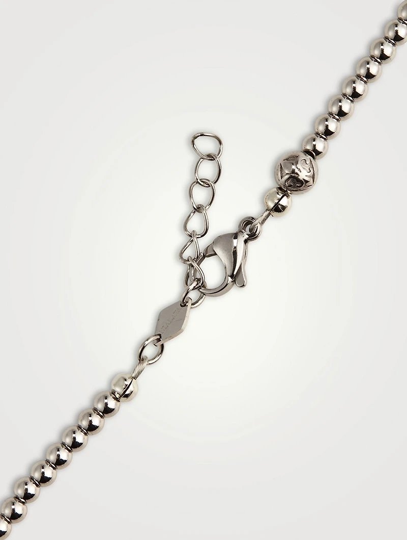 Silver Beaded Necklace With Pearls