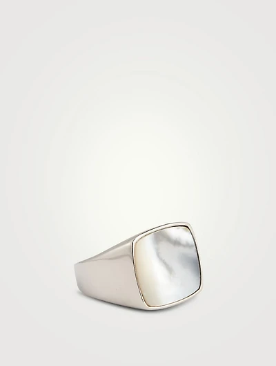 White Shell Signet Ring