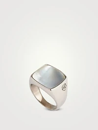 White Shell Signet Ring