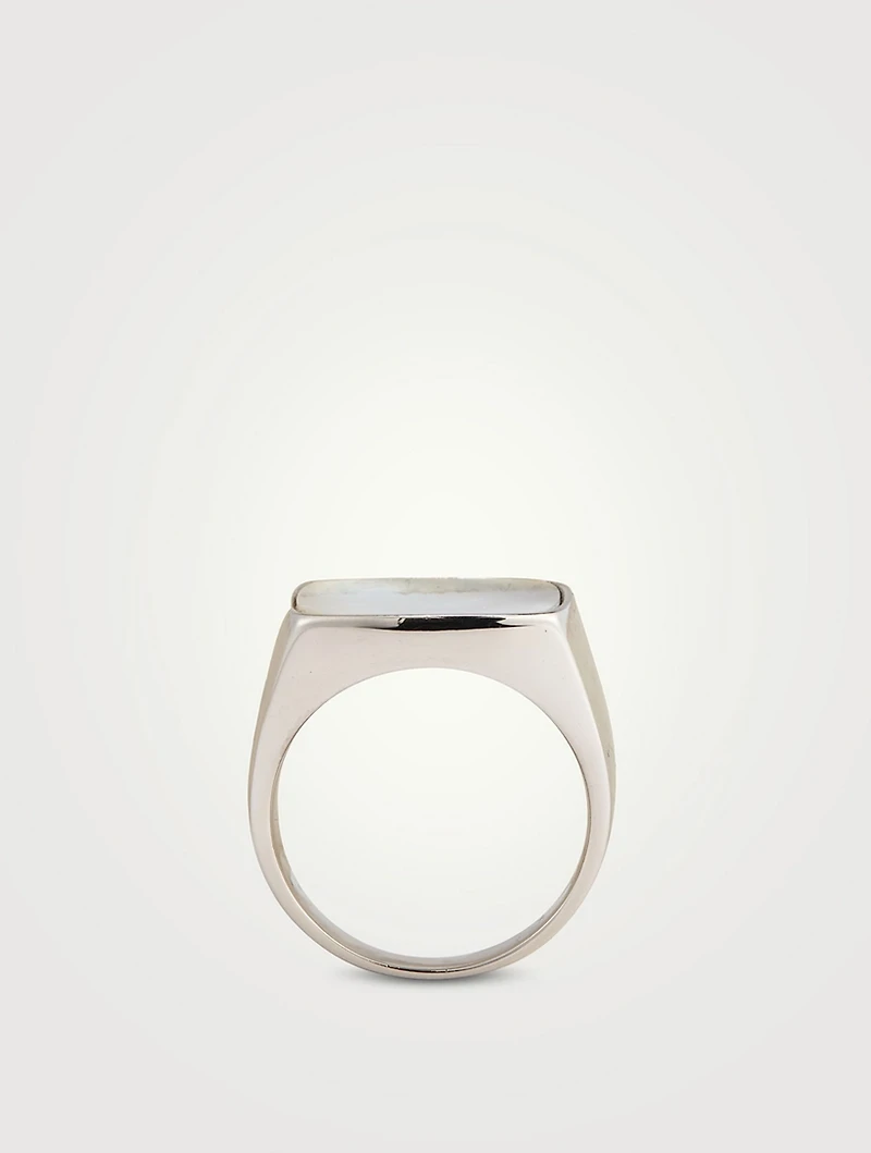 White Shell Signet Ring